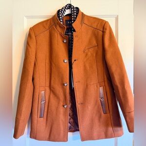 X.E.L Men’s Rust Stand-Collar Wool Blend Coat - Paisley Lining. Size XL. NWT.